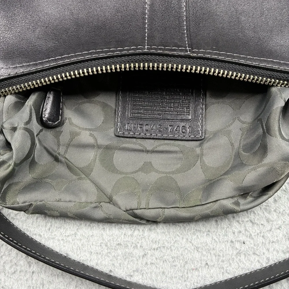 Vintage Coach Hamptons Demi 7461 Black Leather Baguette Shoulder Bag Y2K